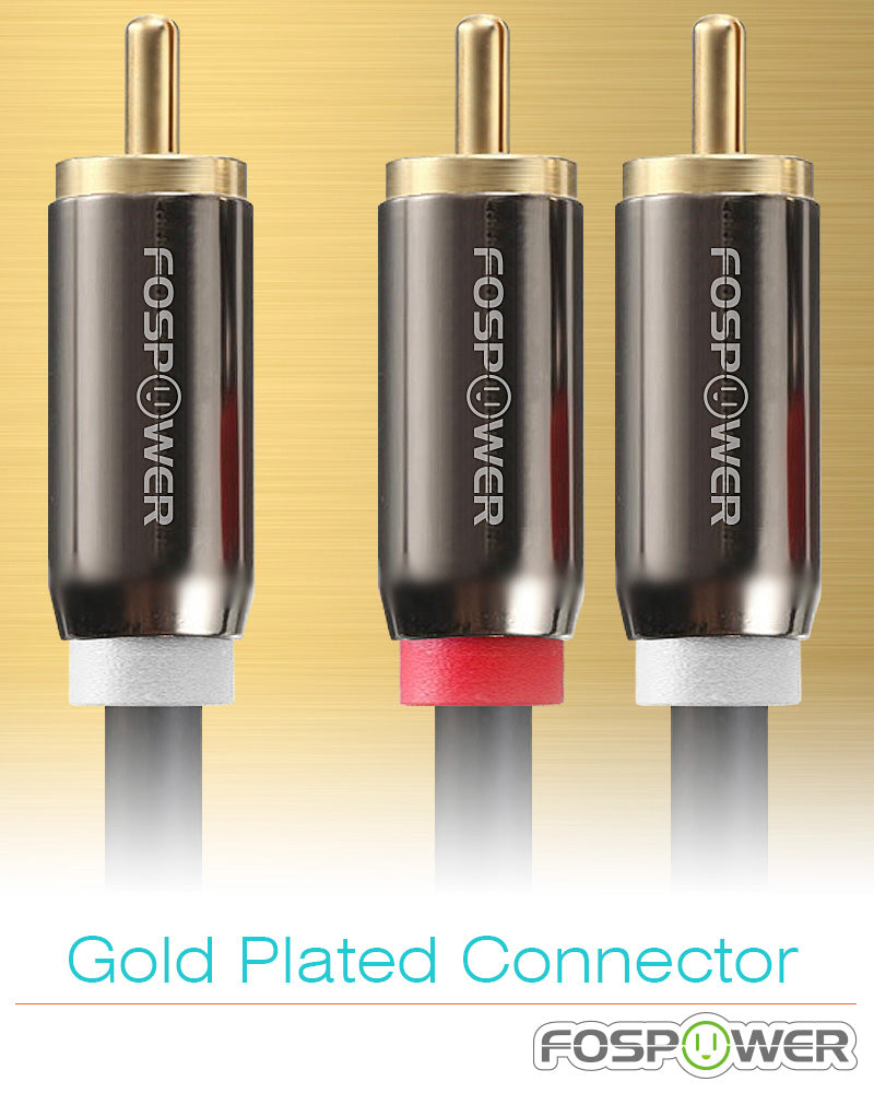1RCA to 2RCA Stereo Gold Plated Male to Male Audio Cable