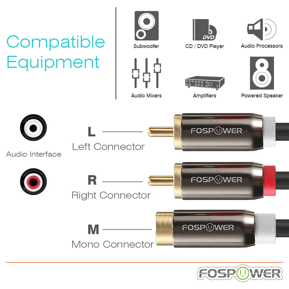 2RCA to 1RCA Stereo Gold Plated Male to Female Audio Cable
