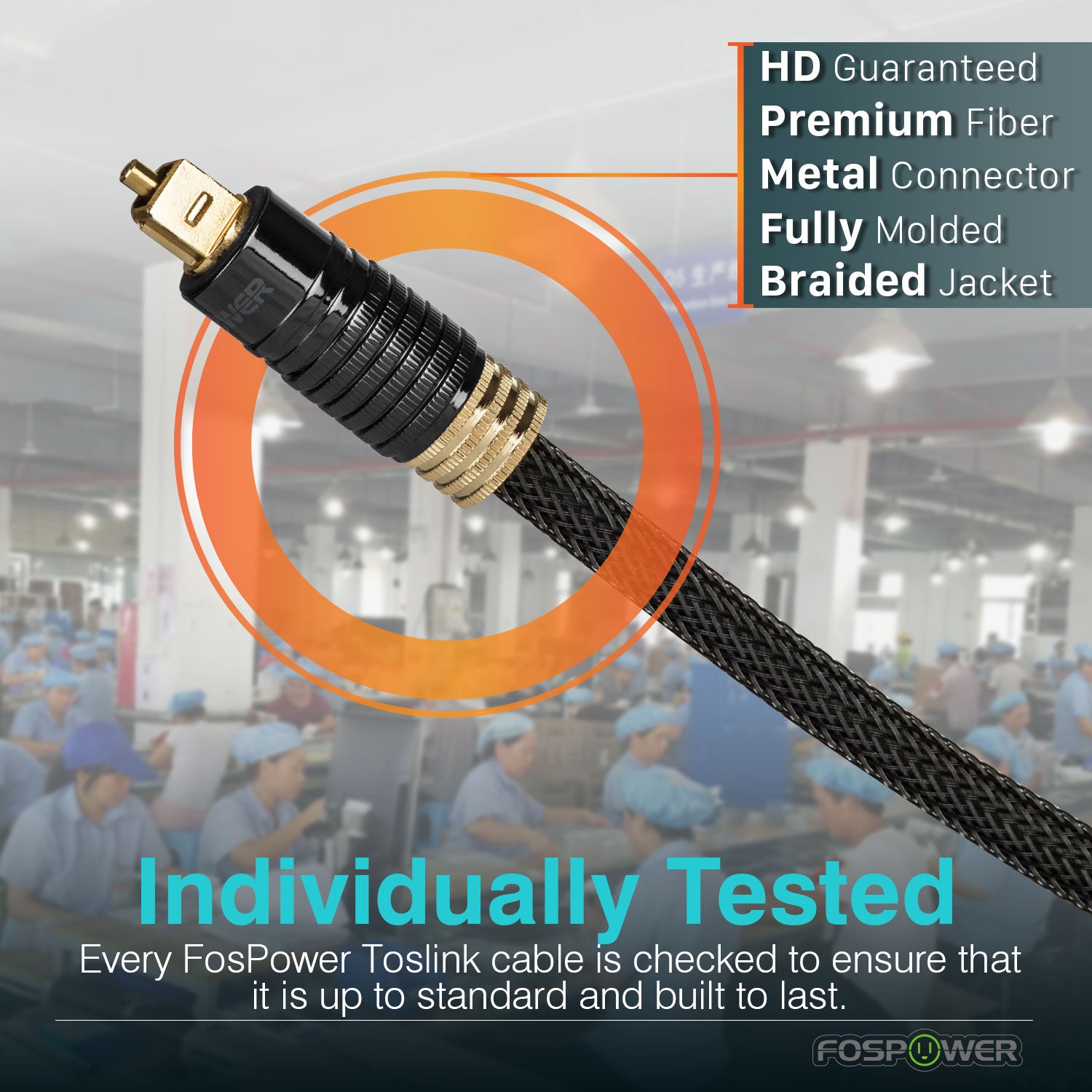 Toslink Digital Optical Braided Gold Plated Male to Male Cable - 2 Pack