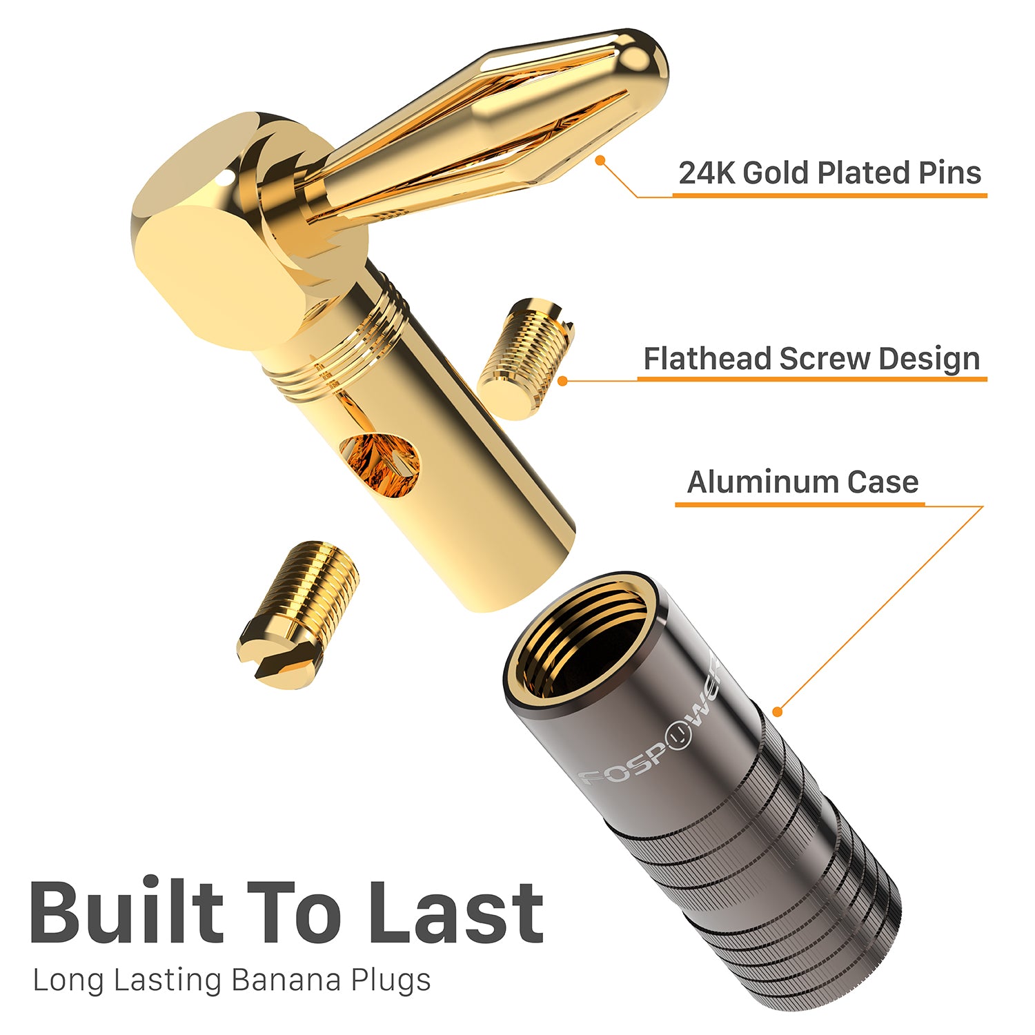 Right Angle Dual Screw Closed Type Banana Plugs for Speaker Wire
