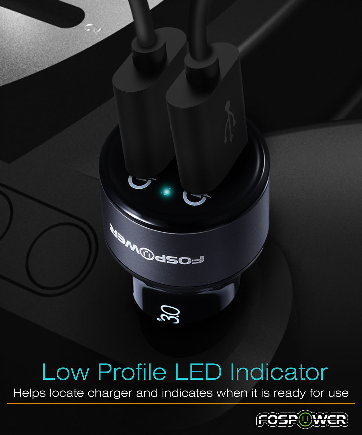 2 Port USB Qualcomm Quick Charge 3.0 LED Compact Car Charger