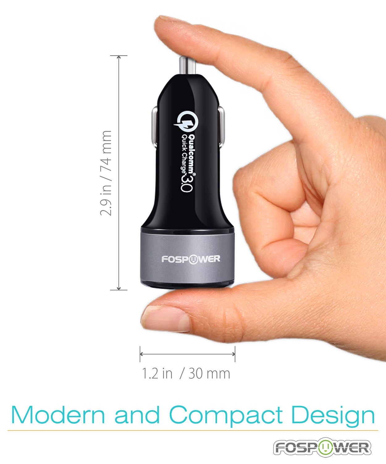 2 Port USB Qualcomm Quick Charge 3.0 LED Compact Car Charger