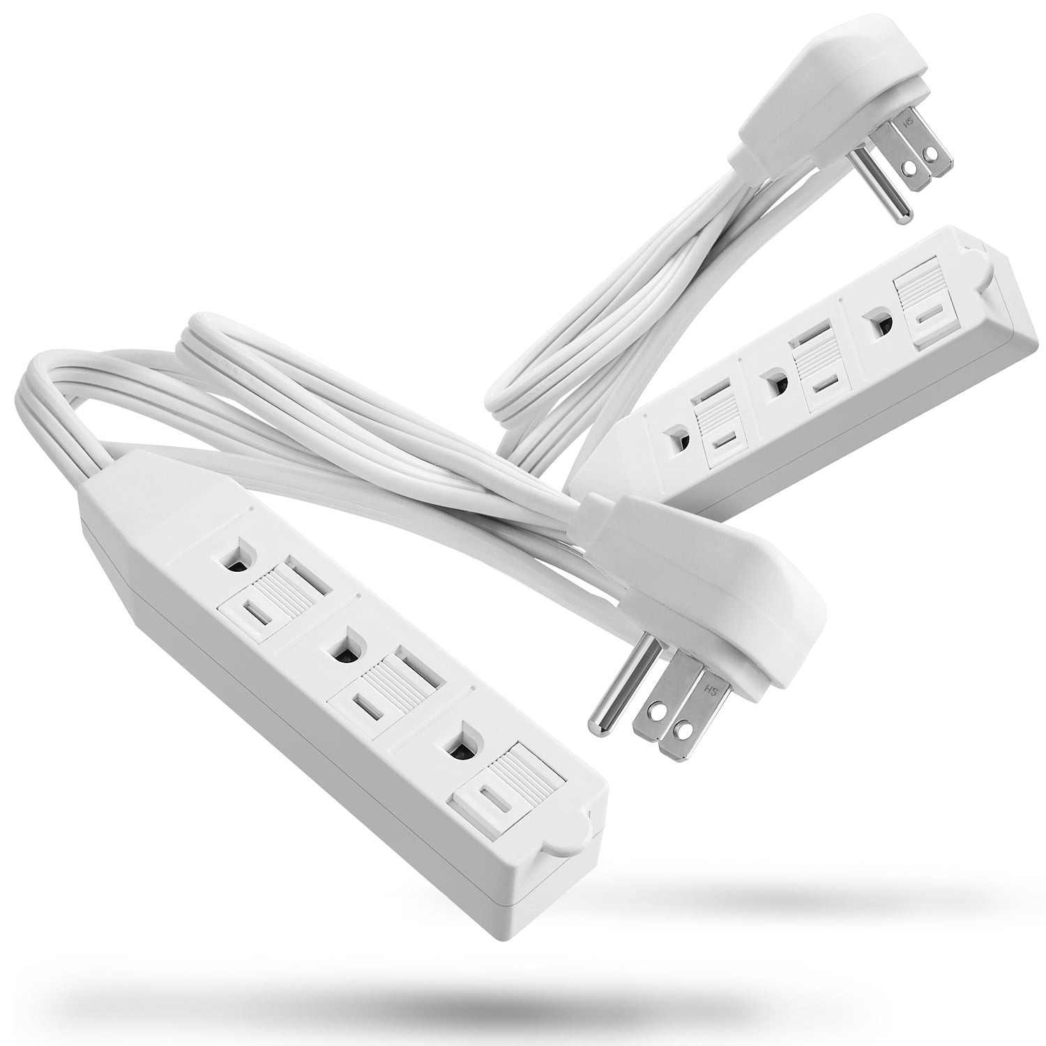 3FT Power Strip Indoor Extension Cord with 3-Outlet and Flat Plug