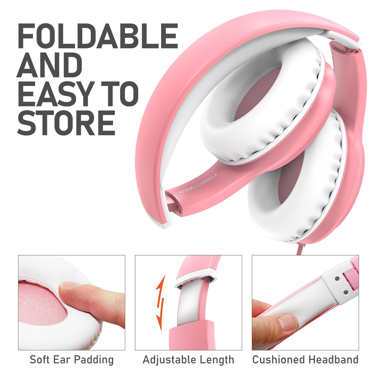 3.5mm On-Ear Stereo Foldable Headphones with Microphone for Kids