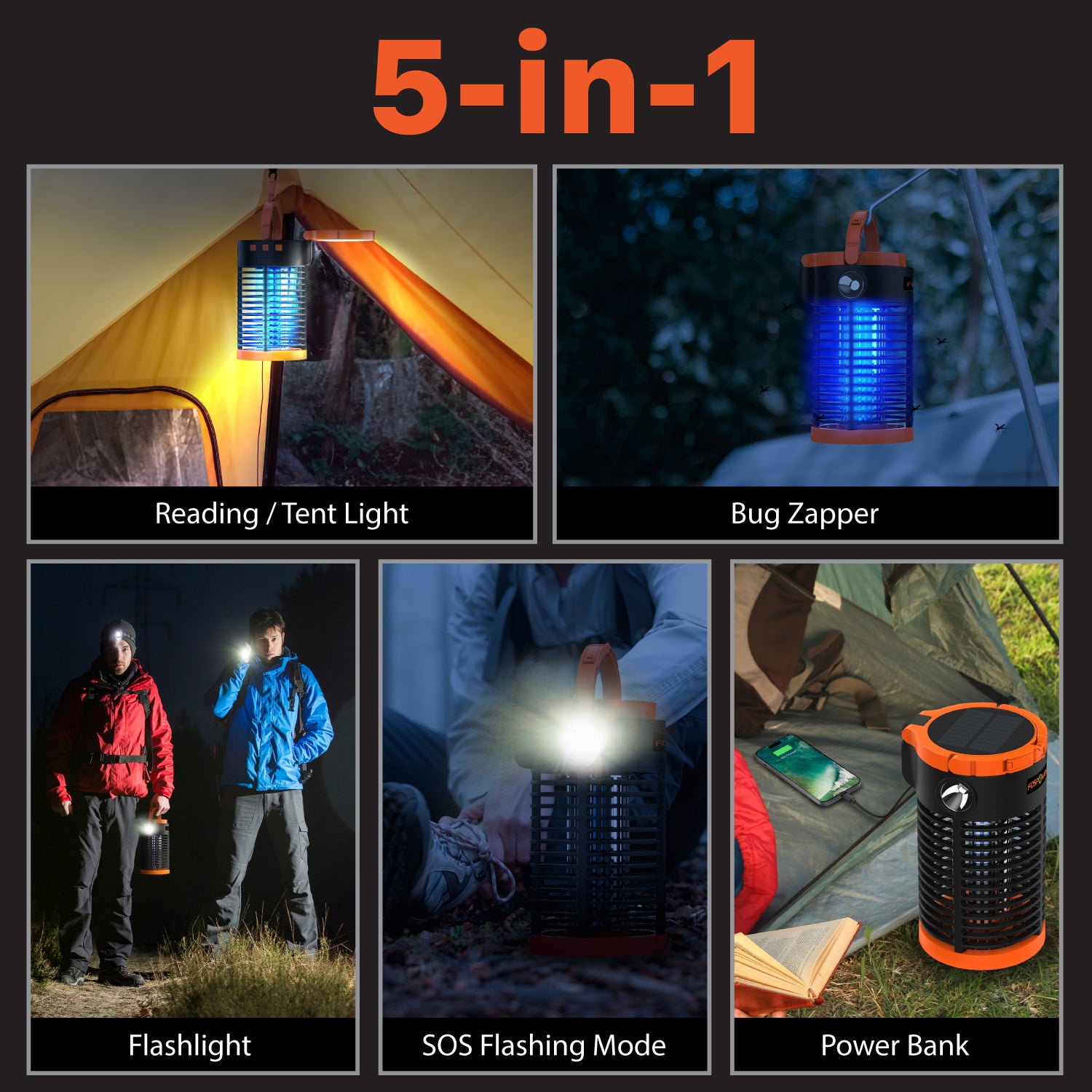 Outdoor Bug Zapper with 8,000mAh Powerbank, Reading light, and Flashlight