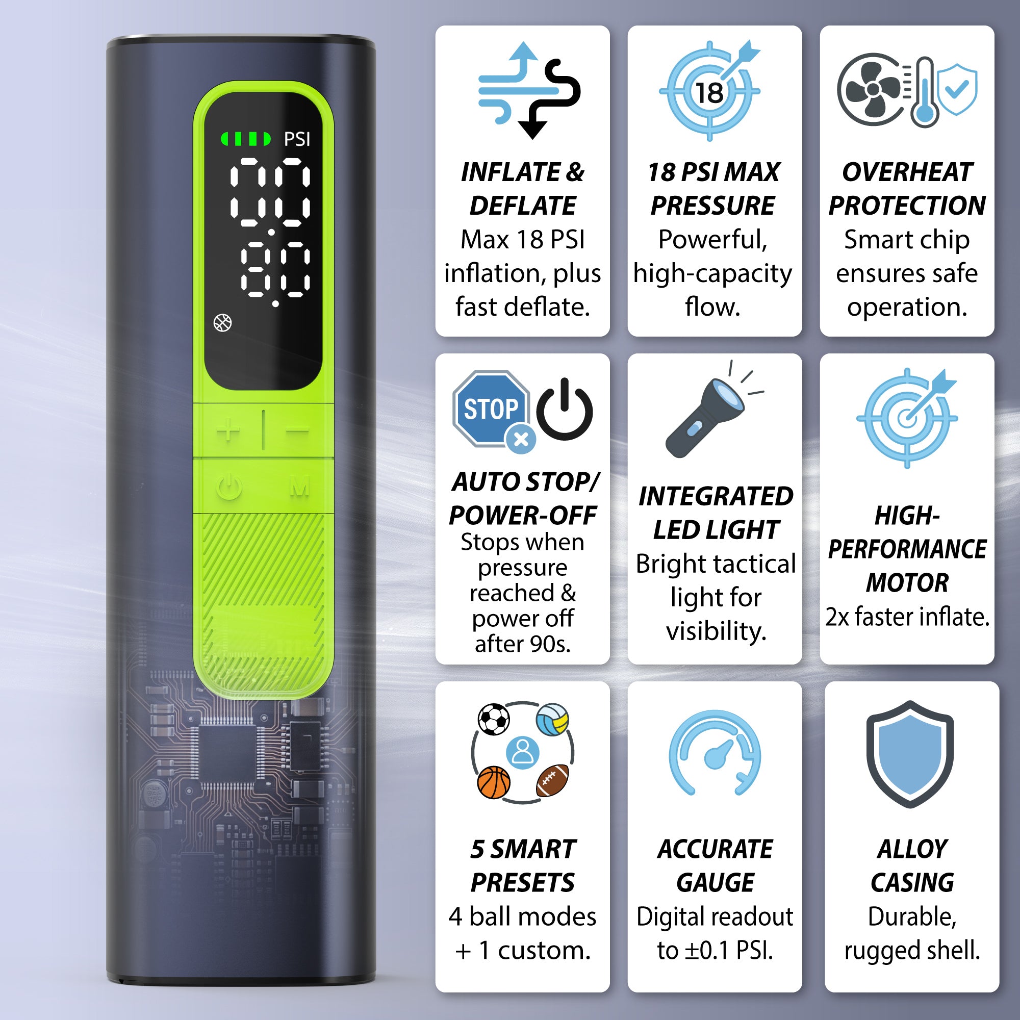 Electric Ball Pump Smart Portable Air Inflator