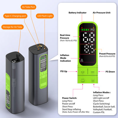 Electric Ball Pump Smart Portable Air Inflator