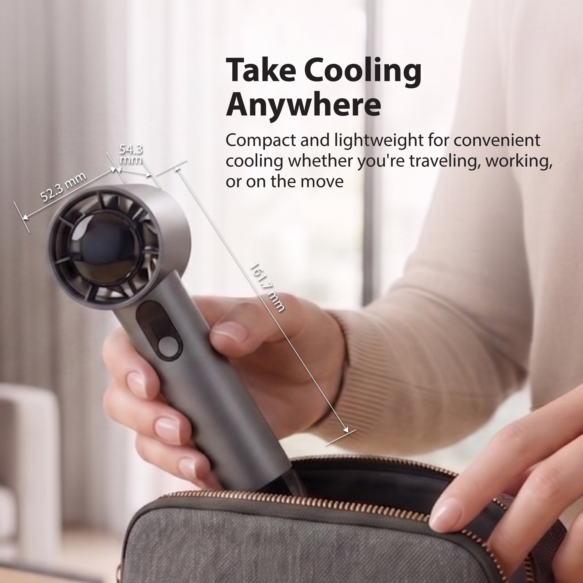 Portable Handheld Turbo Fan, 10000 RPM Rechargeable Mini Fan