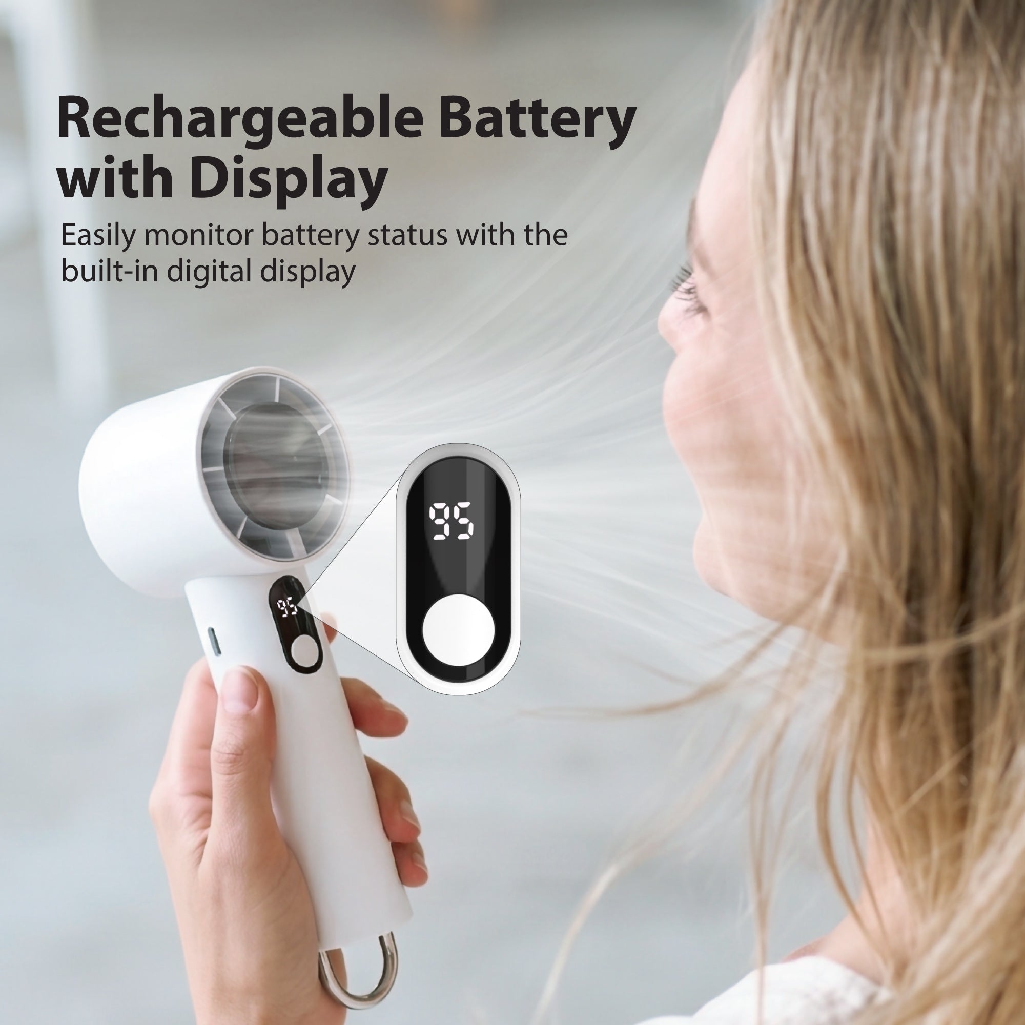 Portable Handheld Turbo Fan, 10000 RPM Rechargeable Mini Fan