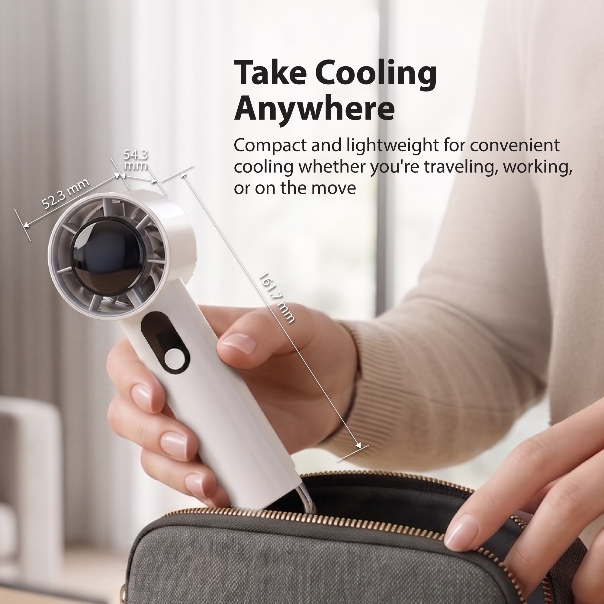 Portable Handheld Turbo Fan, 10000 RPM Rechargeable Mini Fan