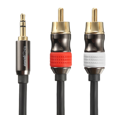 3.5mm Male to 2RCA Male Dual Layer Gold Plated Stereo Audio Cable
