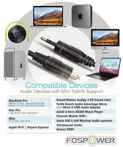 Toslink to Mini Toslink Digital Optical Male to Male Cable