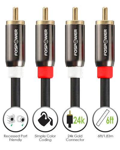2RCA Dual Layer Gold Plated Male to Male Stereo Audio Cable