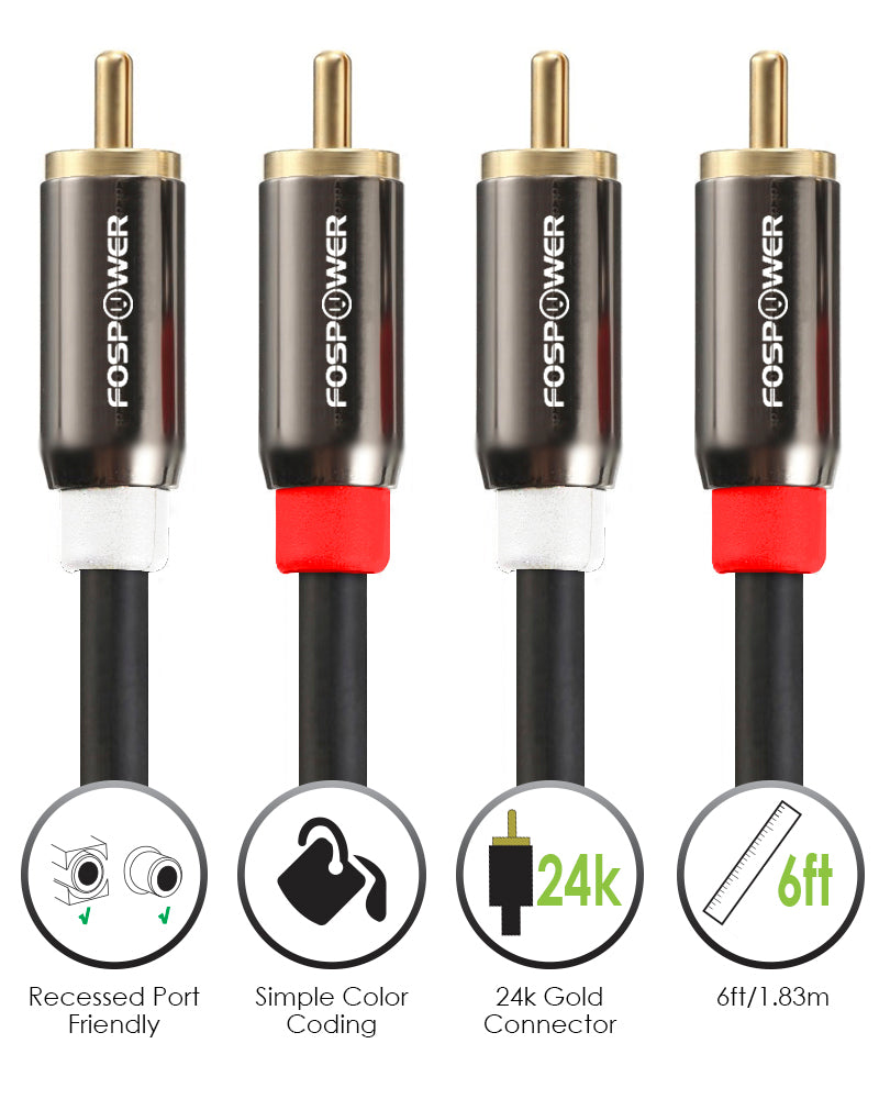 2RCA Dual Layer Gold Plated Male to Male Stereo Audio Cable