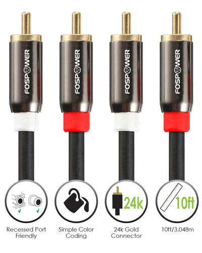 2RCA Dual Layer Gold Plated Male to Male Stereo Audio Cable