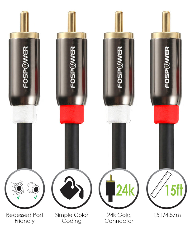 2RCA Dual Layer Gold Plated Male to Male Stereo Audio Cable