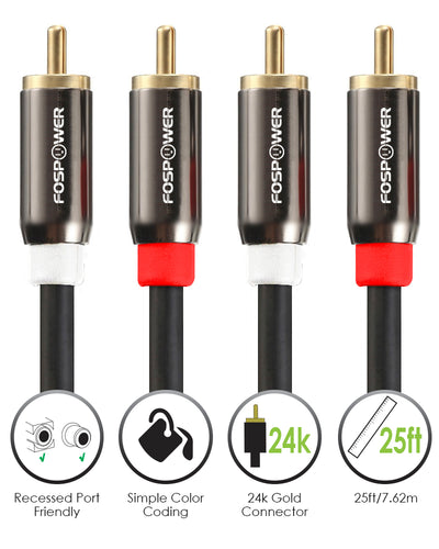 2RCA Dual Layer Gold Plated Male to Male Stereo Audio Cable