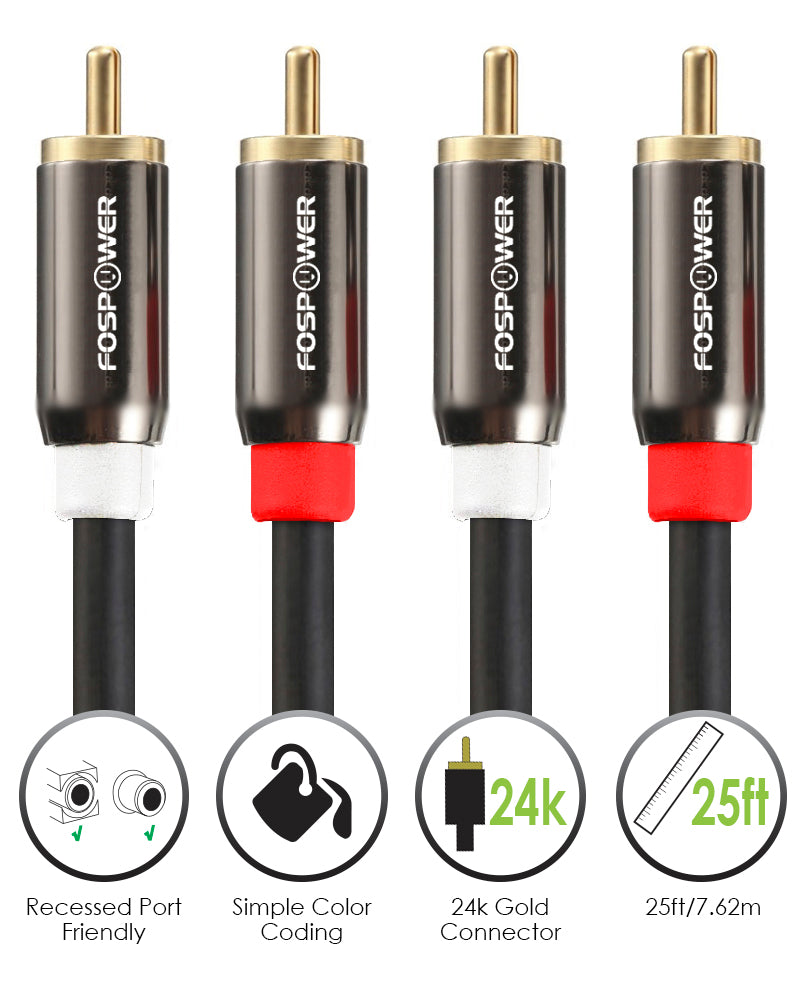 2RCA Dual Layer Gold Plated Male to Male Stereo Audio Cable
