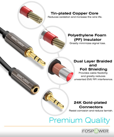 3.5mm Male to Female Dual Layer Gold Plated Aux Audio Cable