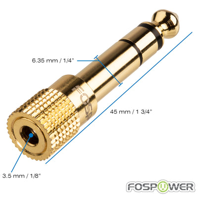 6.35mm (1/4 Inch) Male to 3.5mm (1/8 Inch) Female TRS Stereo Audio Adapter