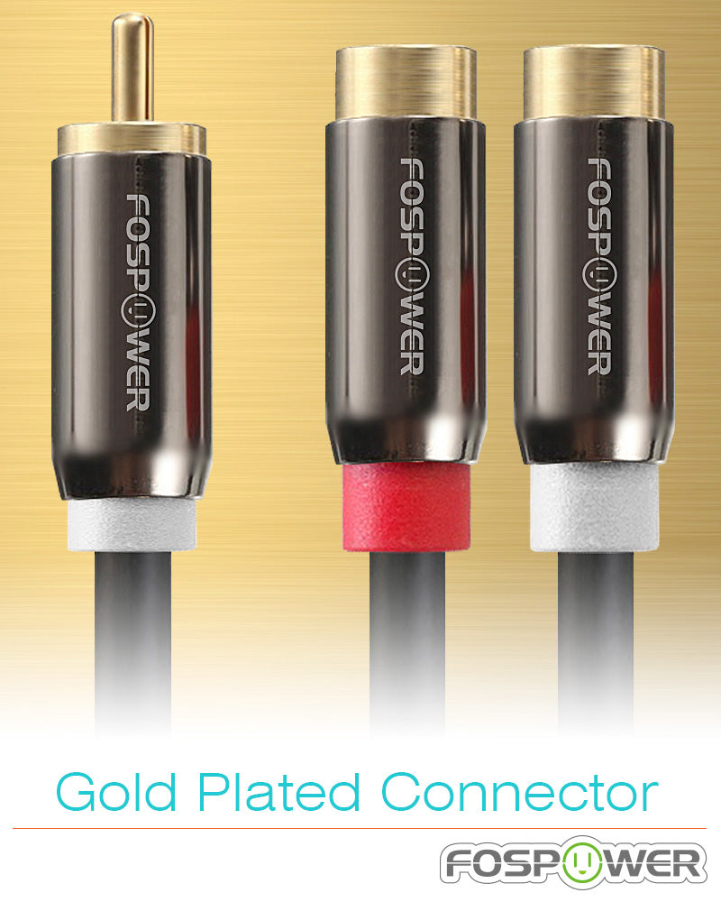 1RCA to 2RCA Stereo Gold Plated Female to Male Audio Cable