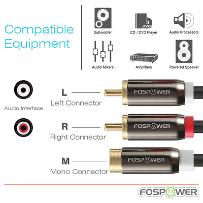2RCA to 1RCA Stereo Gold Plated Male to Female Audio Cable