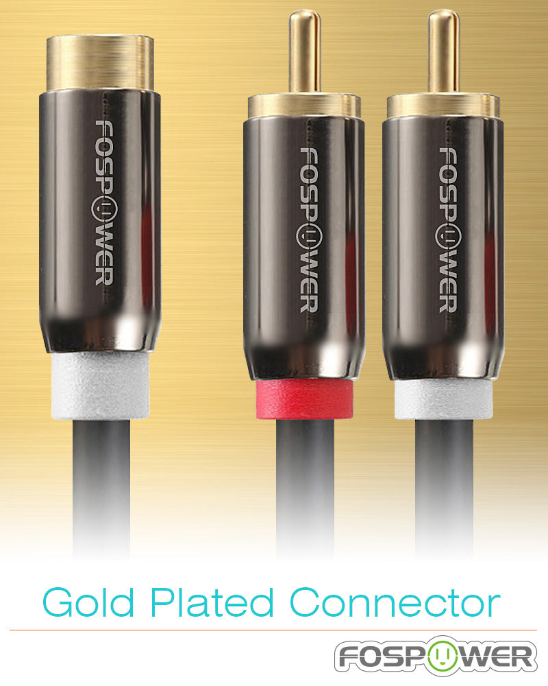 2RCA to 1RCA Stereo Gold Plated Male to Female Audio Cable