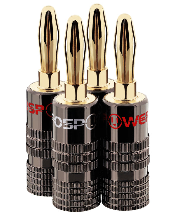 Dual Screw Closed Type Gold Plated Banana Plugs for Speaker Wire