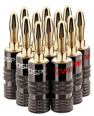 Dual Screw Closed Type Gold Plated Banana Plugs for Speaker Wire