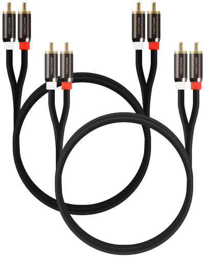2RCA Dual Layer Gold Plated Male to Male Stereo Audio Cable - 2 Pack