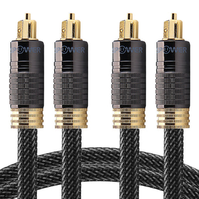 Toslink Digital Optical Braided Gold Plated Male to Male Cable - 2 Pack
