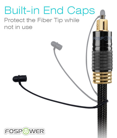 Toslink Digital Optical Braided Gold Plated Male to Male Cable - 2 Pack
