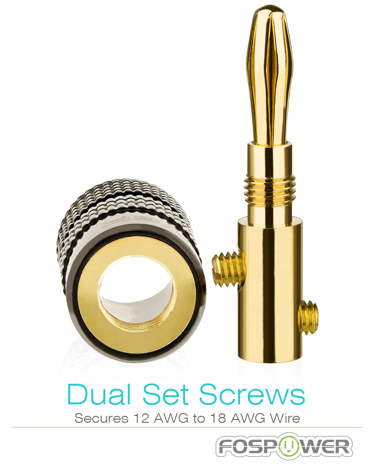 Dual Screw Closed Type Gold Plated Banana Plugs for Speaker Wire - 10 Pack