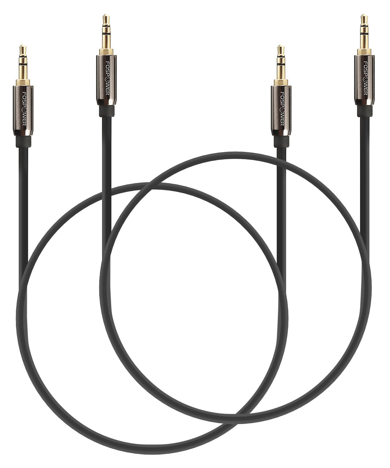 3.5mm Male to Male Dual Layer Gold Plated Aux Audio Cable - 2 Pack