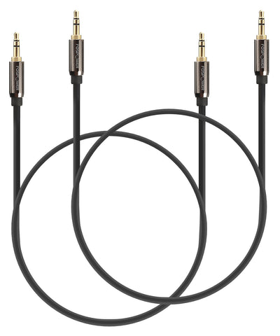 3.5mm Male to Male Dual Layer Gold Plated Aux Audio Cable - 2 Pack