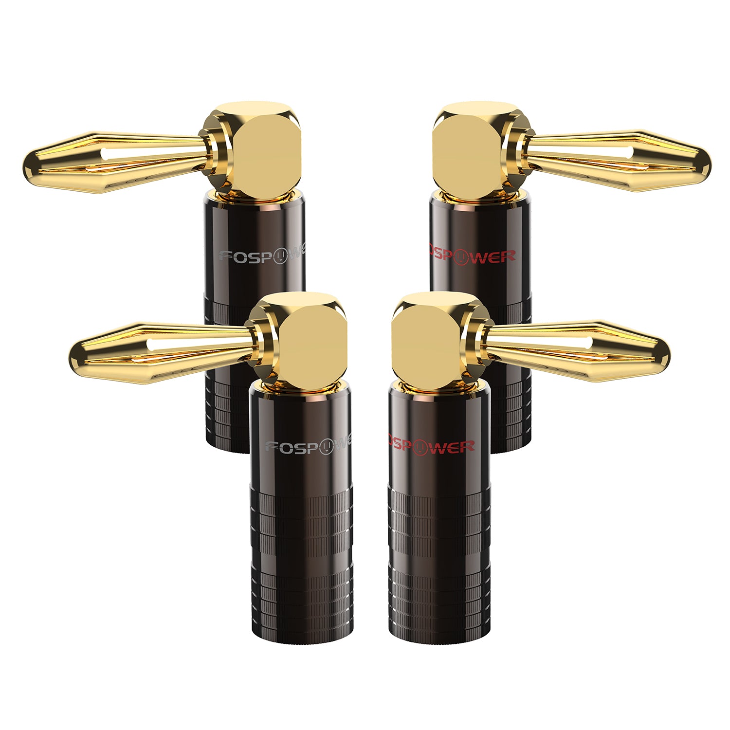 Right Angle Dual Screw Closed Type Banana Plugs for Speaker Wire