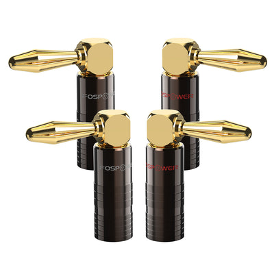 Right Angle Dual Screw Closed Type Banana Plugs for Speaker Wire