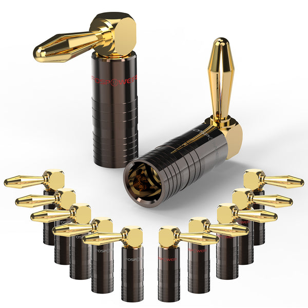 Right Angle Dual Screw Closed Type Banana Plugs for Speaker Wire