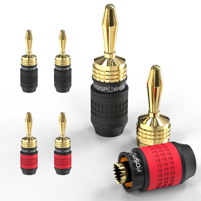 Screwless Type Gold Plated Deadbolt Banana Plugs for Speaker Wire