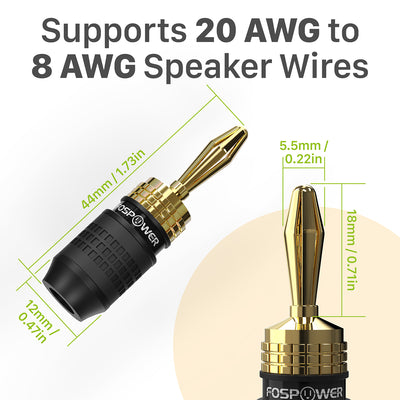 Screwless Type Gold Plated Deadbolt Banana Plugs for Speaker Wire