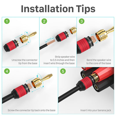 Screwless Type Gold Plated Deadbolt Banana Plugs for Speaker Wire