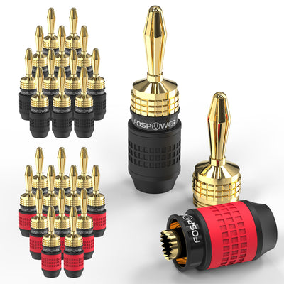 Screwless Type Gold Plated Deadbolt Banana Plugs for Speaker Wire