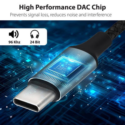 USB-C to 3.5mm Stereo Audio Aux Dongle Male to Female Adapter Cable