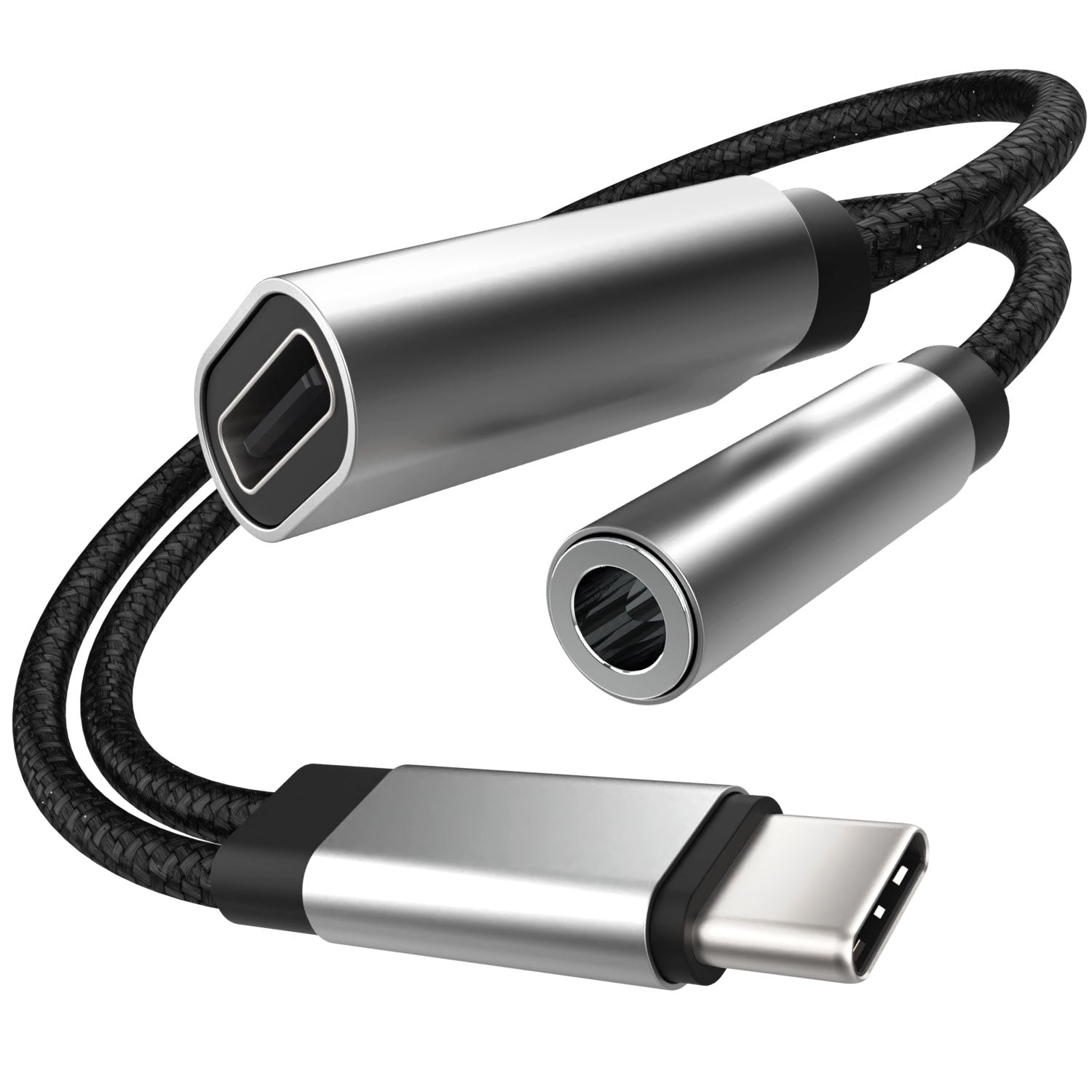 USB-C to 3.5mm Audio & USB-C Aux Dongle Male to Female Adapter