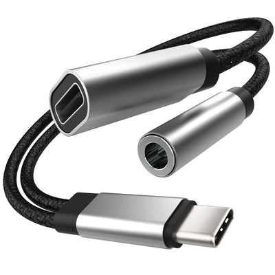 USB-C to 3.5mm Audio & USB-C Aux Dongle Male to Female Adapter