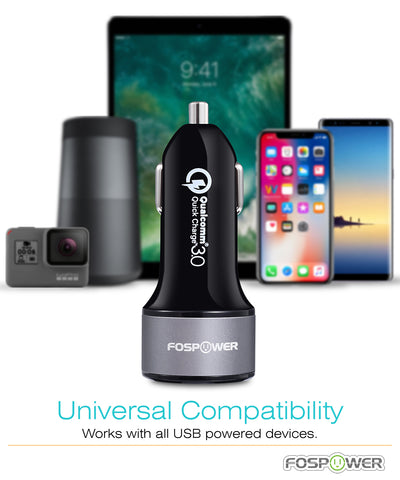 2 Port USB Qualcomm Quick Charge 3.0 LED Compact Car Charger
