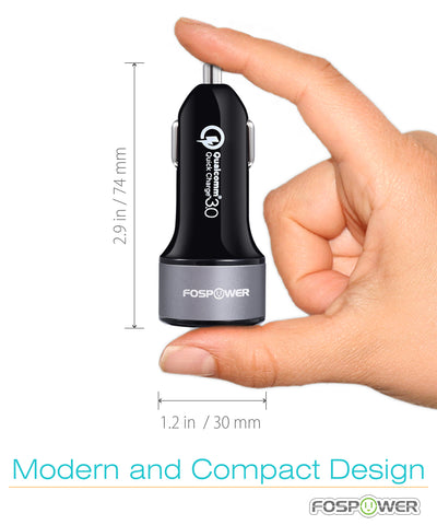 2 Port USB Qualcomm Quick Charge 3.0 LED Compact Car Charger