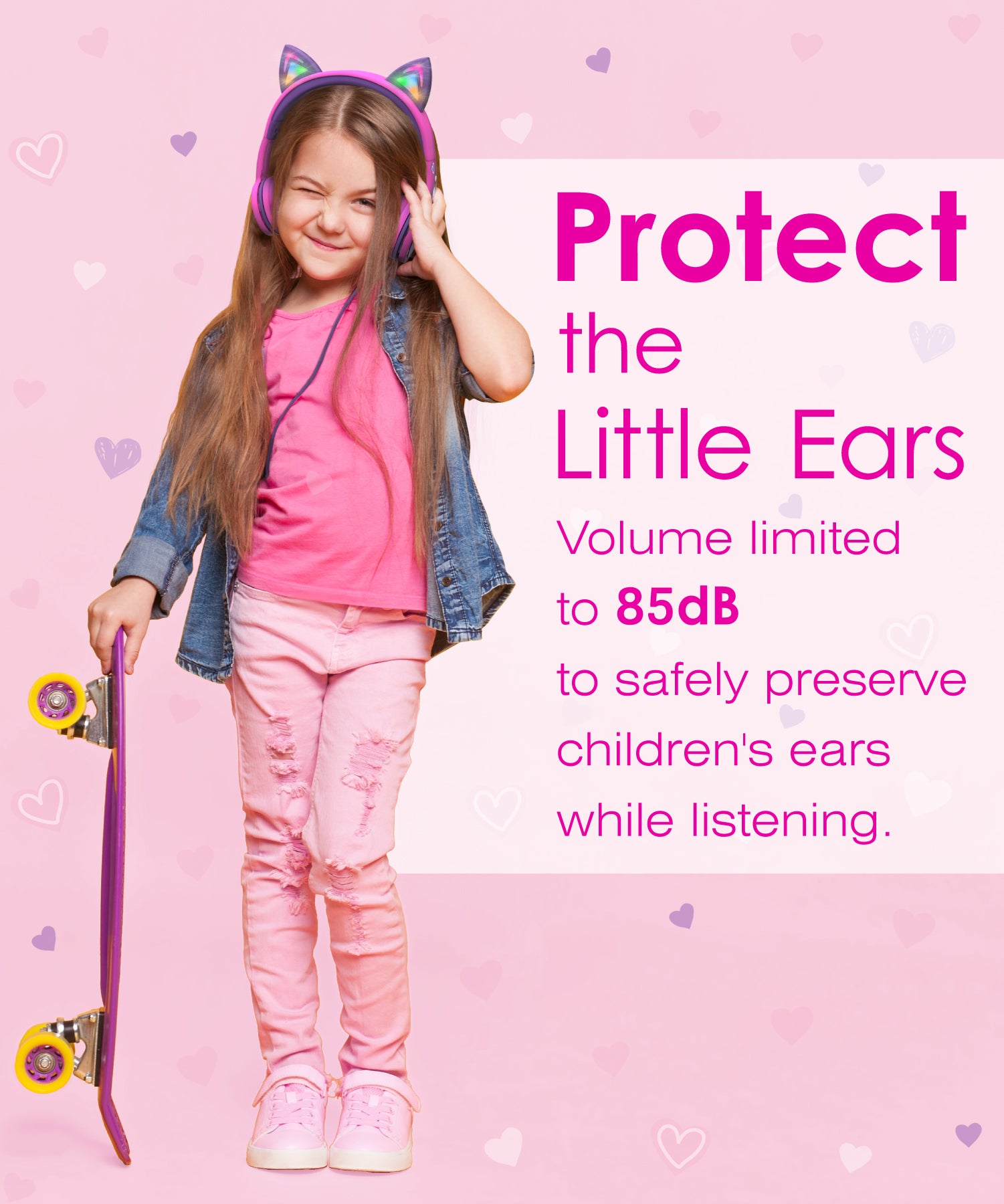 3.5mm On-Ear Stereo Headphones with Light Up Cat Ears for Kids