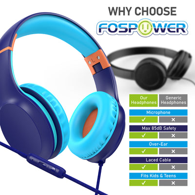 3.5mm On-Ear Stereo Foldable Headphones with Microphone for Kids