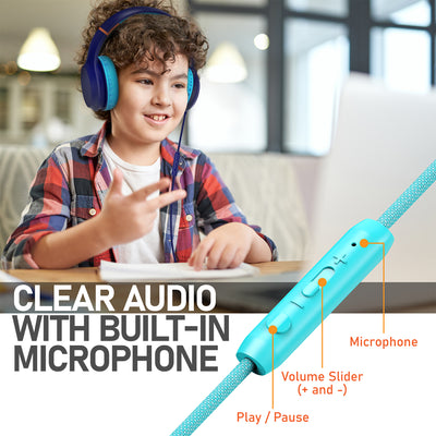3.5mm On-Ear Stereo Foldable Headphones with Microphone for Kids